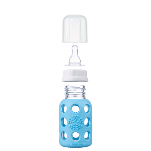 4oz Glass Baby Bottle - Stage 1 Nipple, Stopper, and Cap