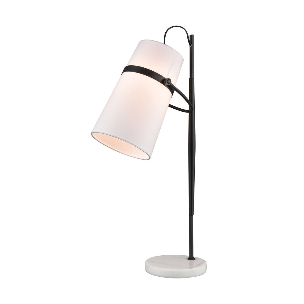 Banded Shade 28'' High 1-Light Black Metal Desk Lamp