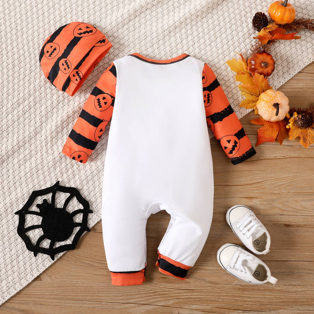 Halloween Baby Boy/Girl Naia™ Letter Jumpsuit with Hat