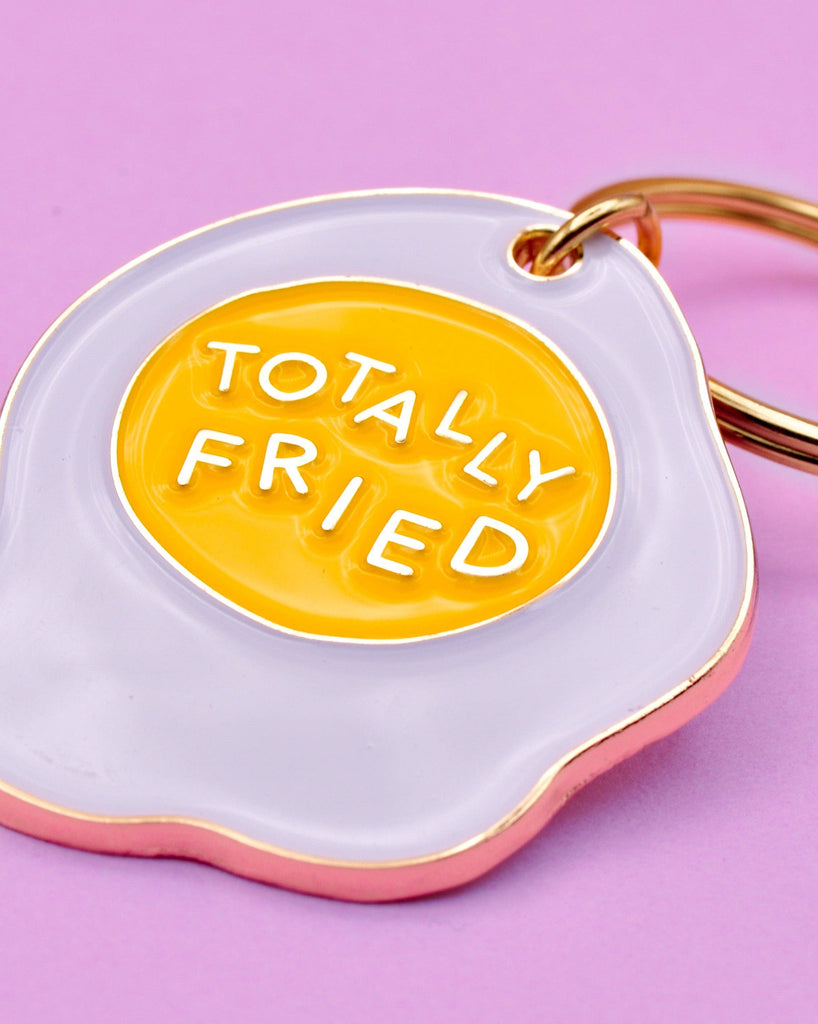 Totally Fried Egg Enamel Food Keychain - Foodie, Bakery