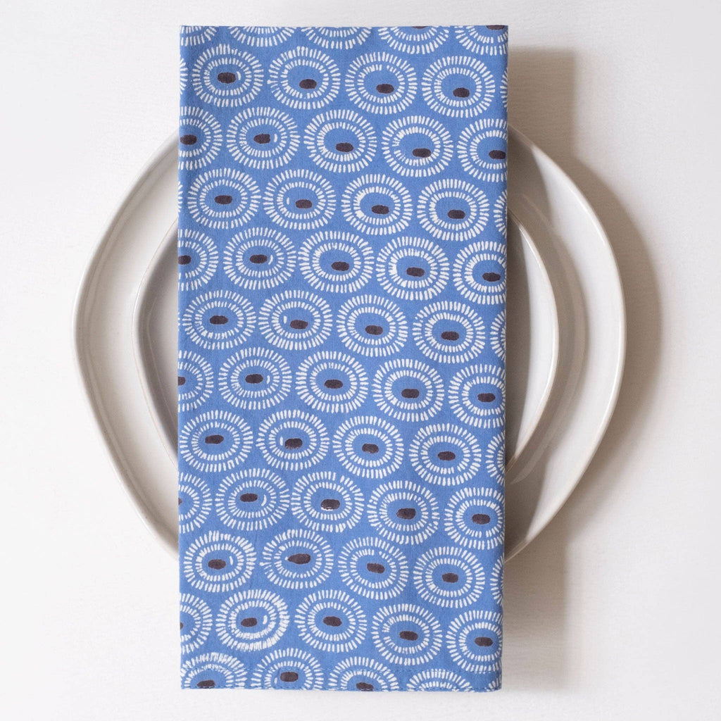 Tangier Indigo Block Printed Napkins - set of 4