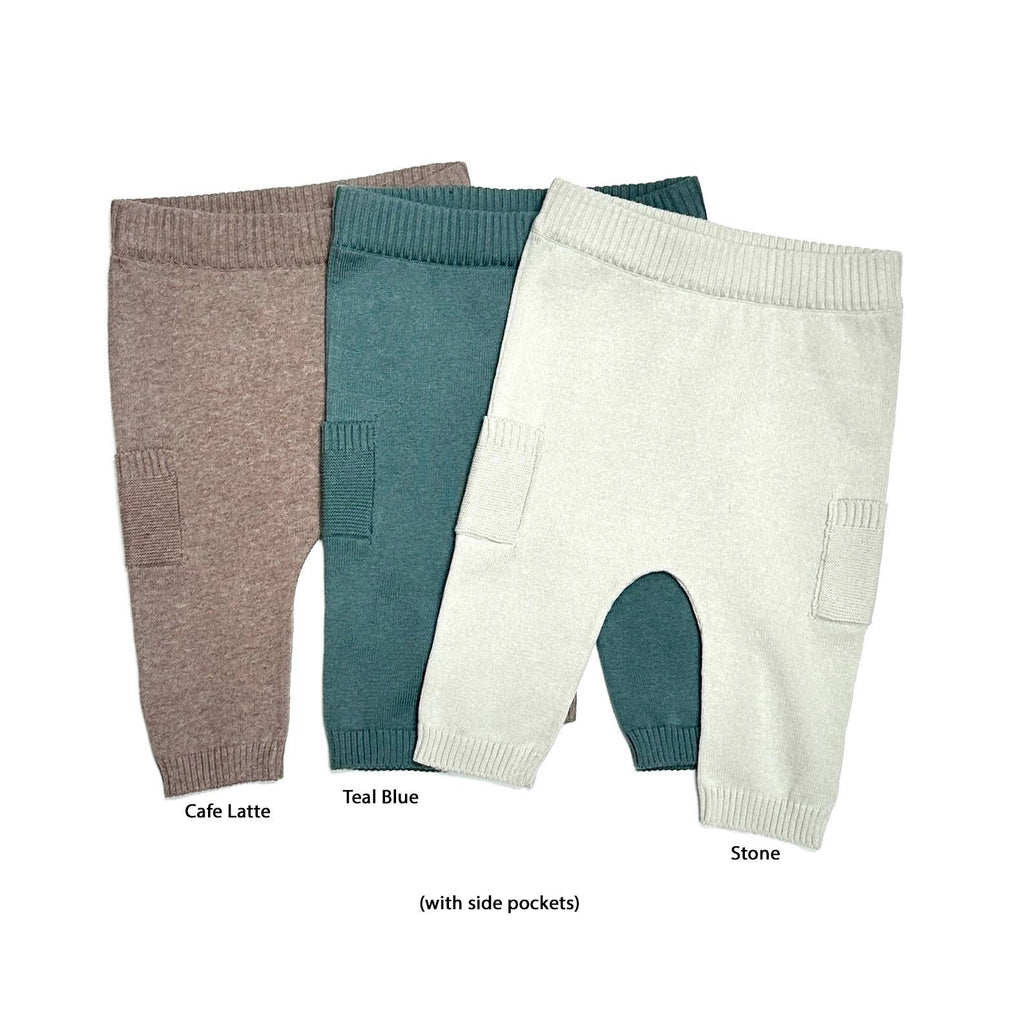 Baby Side Pocket Sweater Knit Pants (Organic Cotton): Cafe Latte / 6-12 Month