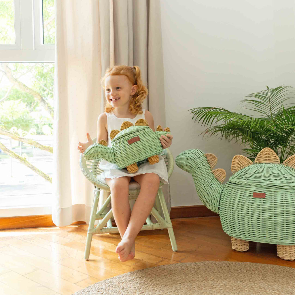 Handcrafted - Dinosaur Basket Small - Rattan Wicker