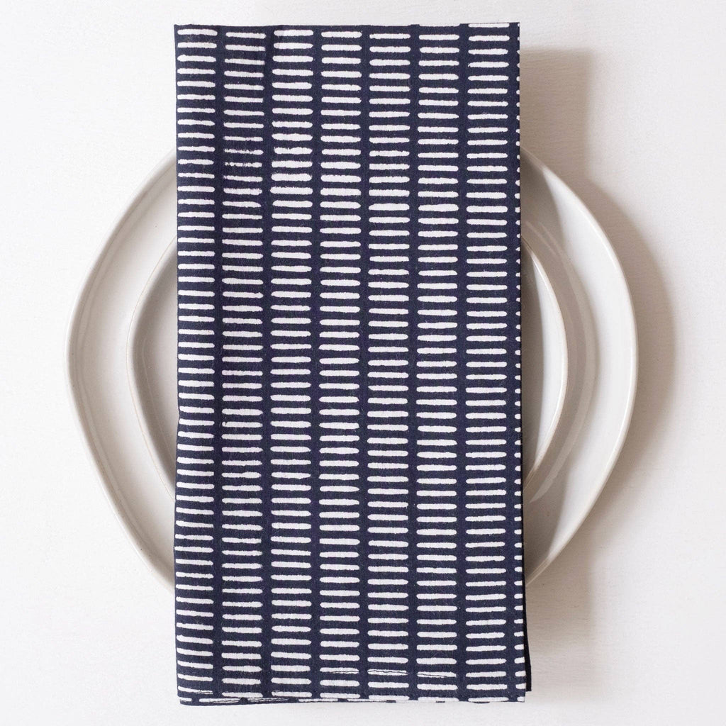 Pontis Navy Block Printed Napkins - set of 4