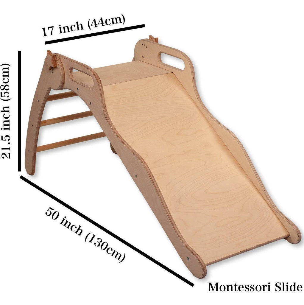 Montessori Slide, Wooden Baby Play Gym Slide: Wooden Indoor Slide