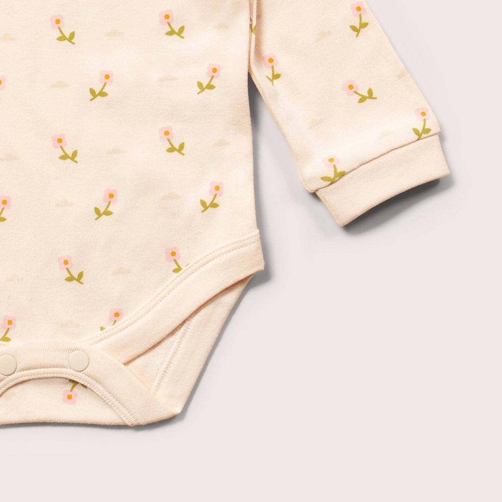 Pink Flowers Organic Baby Bodysuit Set - 2 Pack: Pink Flowers Repeat Print / 09-12m