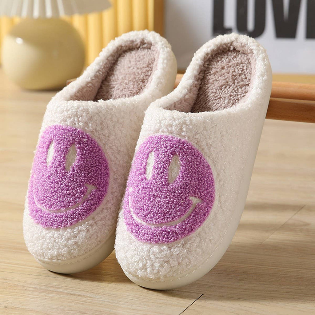 Smiley Face Plush Slippers