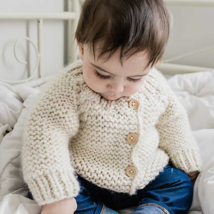 Natural Garter Stitch Cardigan Sweater Baby & Toddler: 2-3T