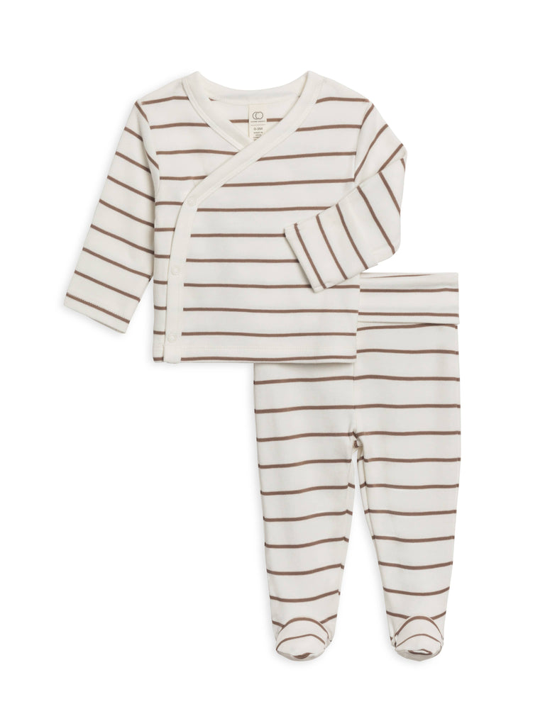 Riley Kimono Wrap Top & Pant Set | Kade Stripe/Taupe