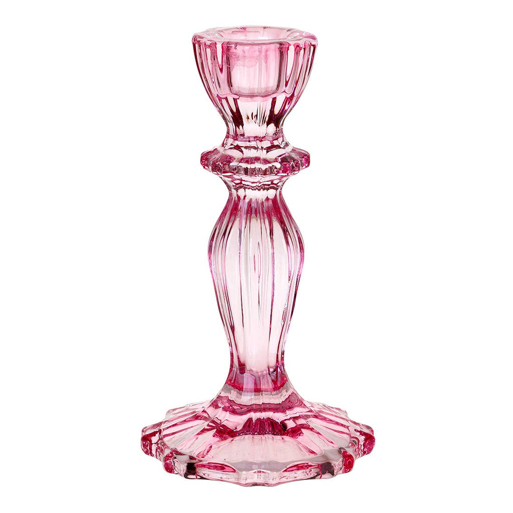 Pink Glass Candlestick