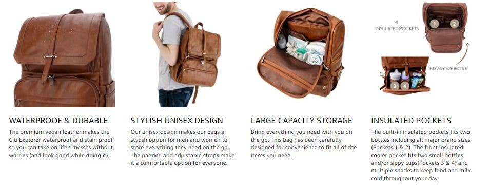 Citi Collective Citi Navigator Diaper Bag - Saddle Brown