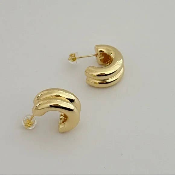 Gold Chunky Crescent Earrings