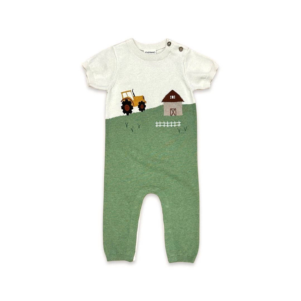 Farm Jacquard Knit Baby Jumpsuit (Organic Cotton): Natural / 12-18M