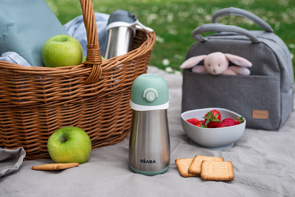 BEABA Stainless Steel Kids Water Bottle - Sage