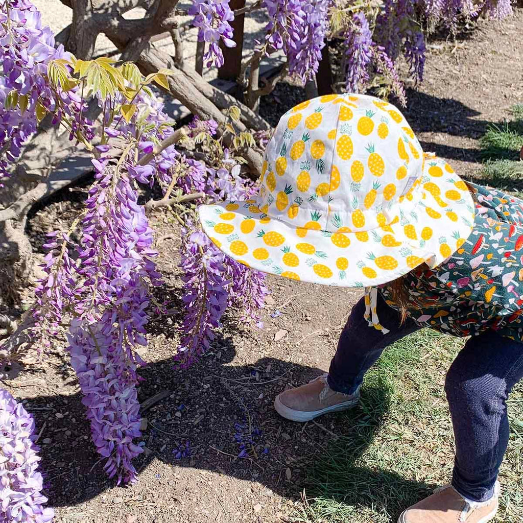 Yellow Pineapple | Cotton Floppy Sun Hat: S