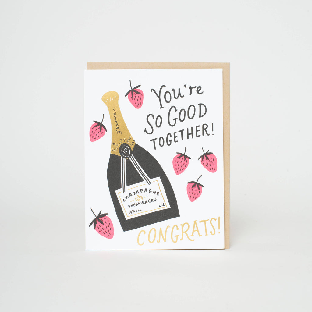 Wedding Congrats Champagne Letterpress Greeting Card by Hello!Lucky