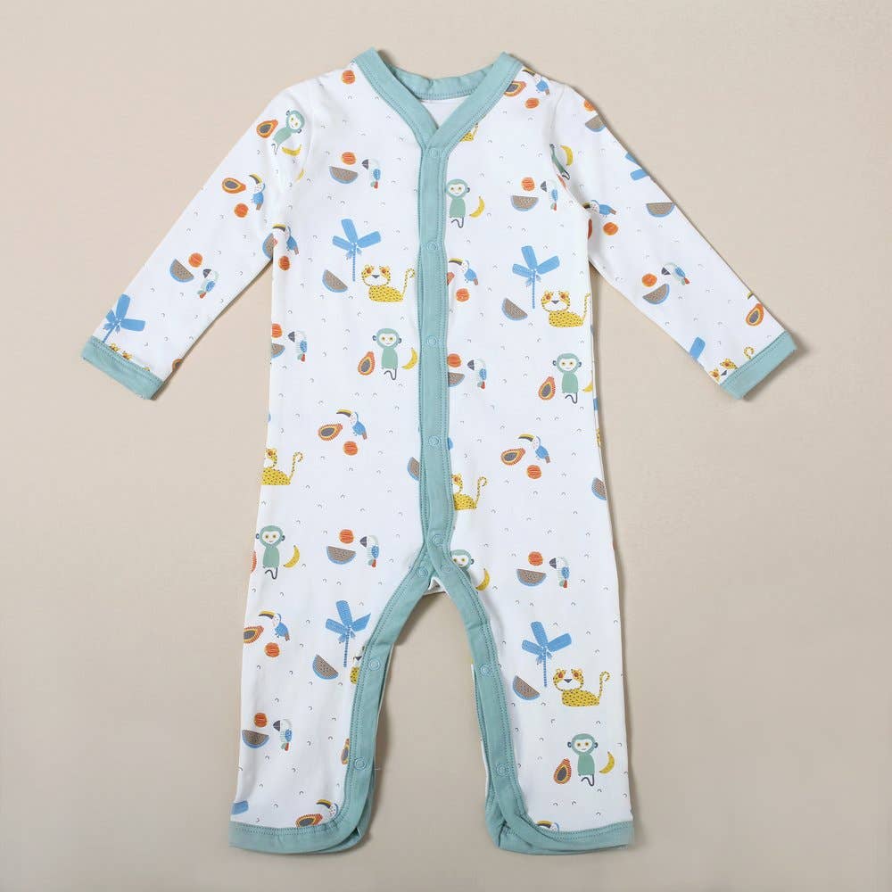 Tropical Jungle Jumpsuit Romper (Organic Cotton): 0-3M