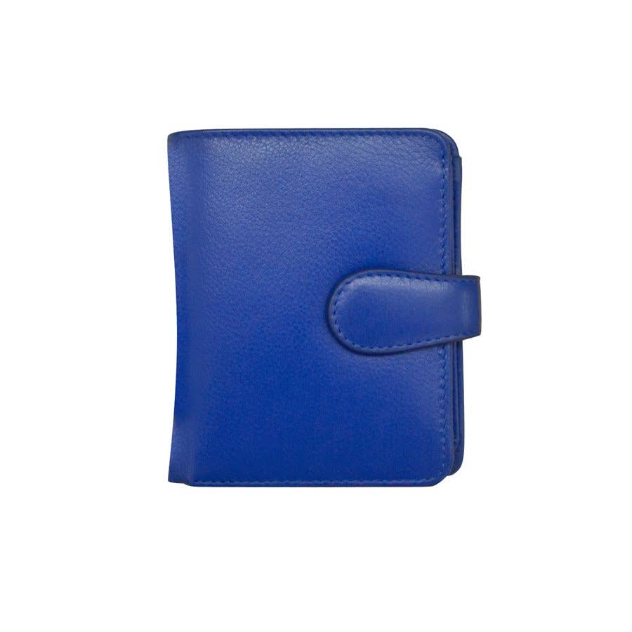 Small Leather Euro Wallet: Jeans Blue