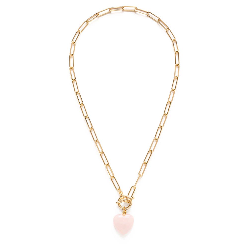 Roxy Chain Toggle Clasp Heart Necklace: Amethyst
