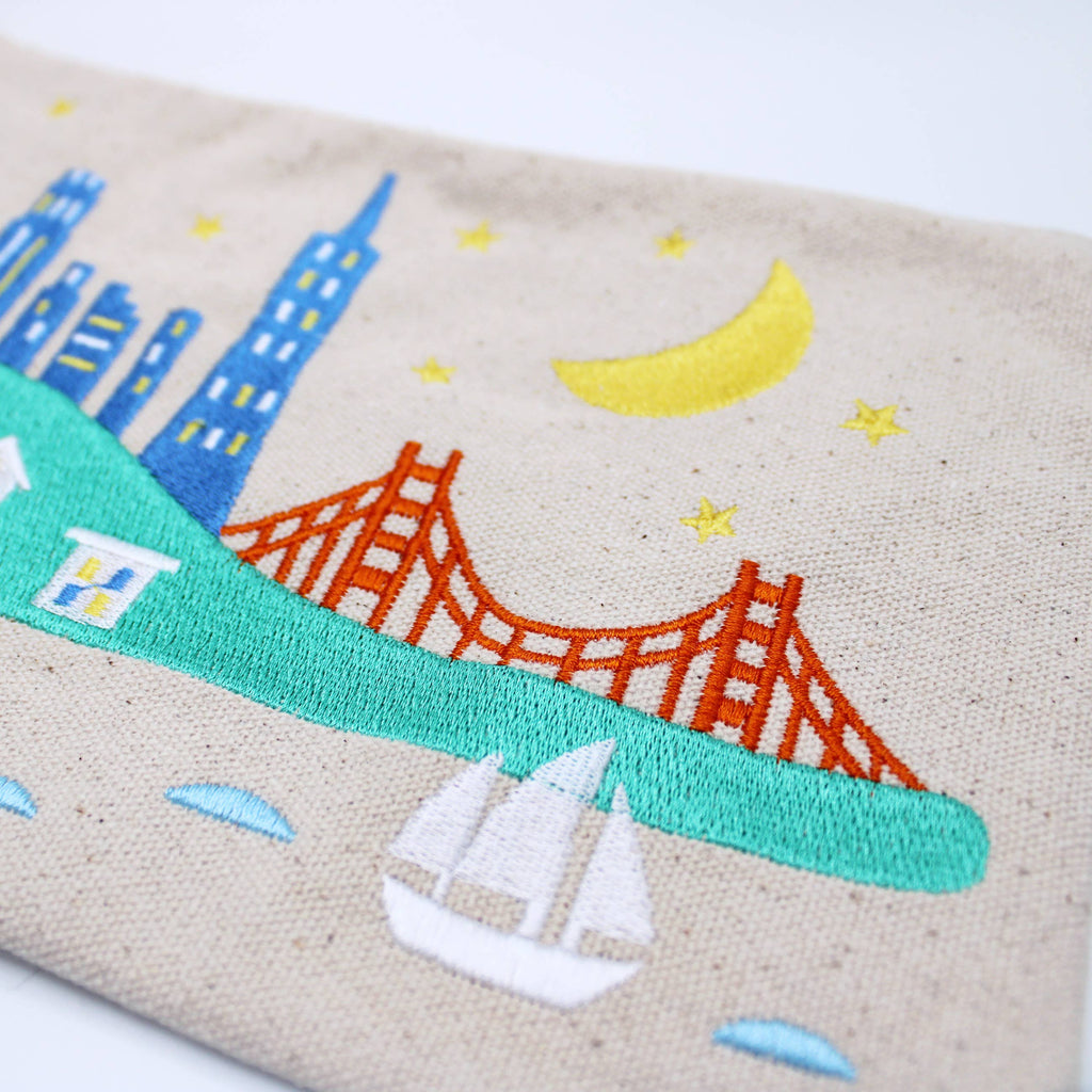 Embroidered San Francisco Skyline Pouch