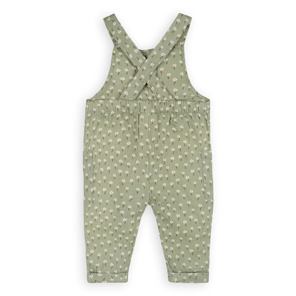 Sage Floral Baby Dungaree + Bodysuit (Organic Muslin)