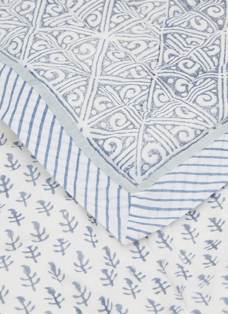 Quilt - Size TWIN: Handmade, Block-Printed Natural Cotton