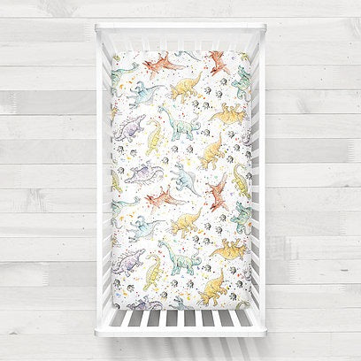 Watercolor Dinosaur Crib Sheet