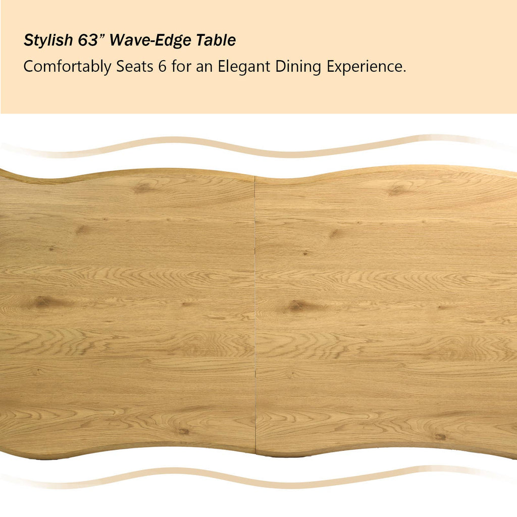 63in Natural Rustic Wood Live Edge Dining Table for 6 people: Rustic Oak