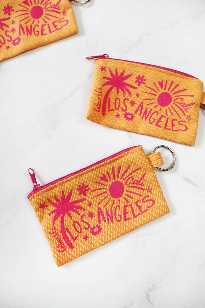 Los Angeles California Zipper Card Pouch with Keyring