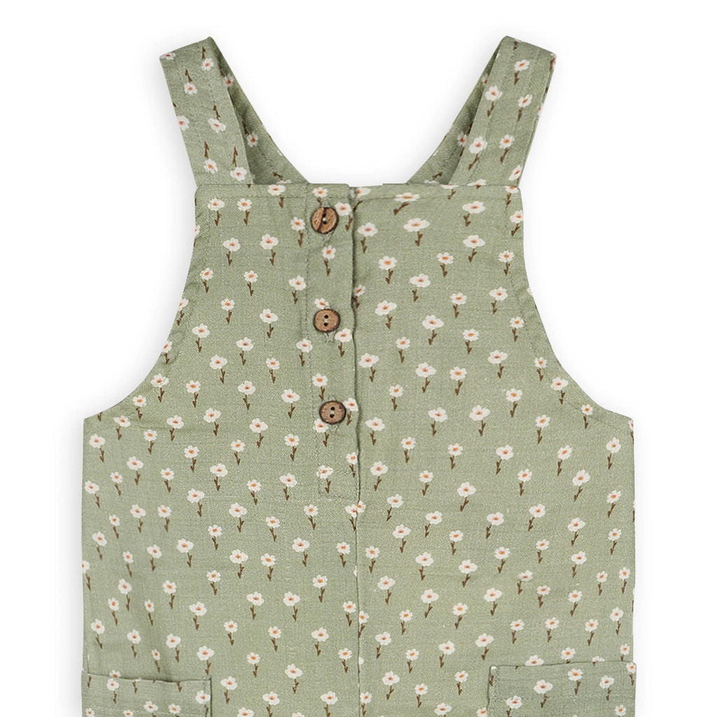 Sage Floral Baby Dungaree + Bodysuit (Organic Muslin)