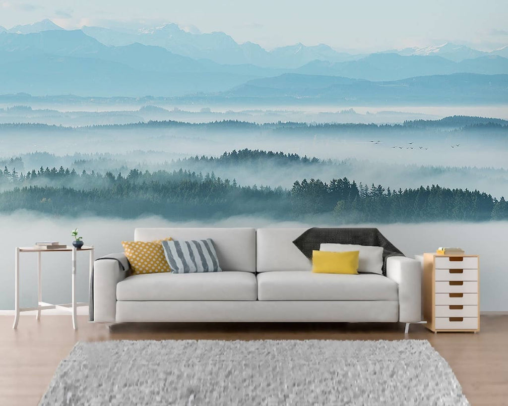 Misty Nature Mountain Non-Woven Removable Wallpaper