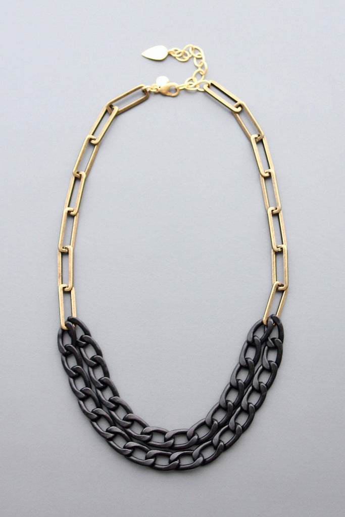 Black & Brass Chain Necklace