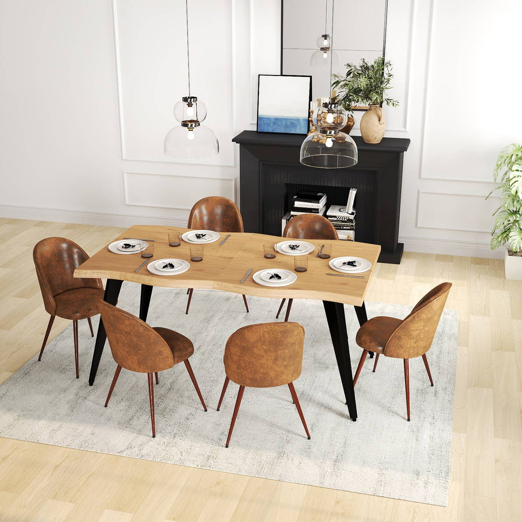 63in Natural Rustic Wood Live Edge Dining Table for 6 people: Rustic Oak