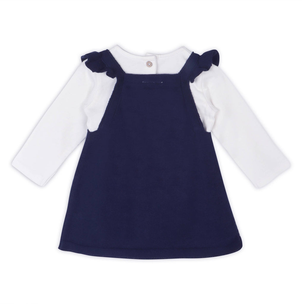 Bird Ruffle Baby Girl Tunic Dress & Bodysuit (Organic): Navy Blue / 6-12M