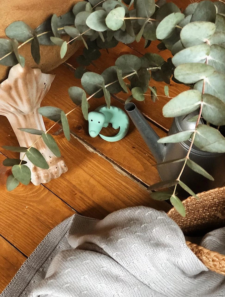 Crocodile - Natural Organic Rubber Teether, Rattle & Bath Toy