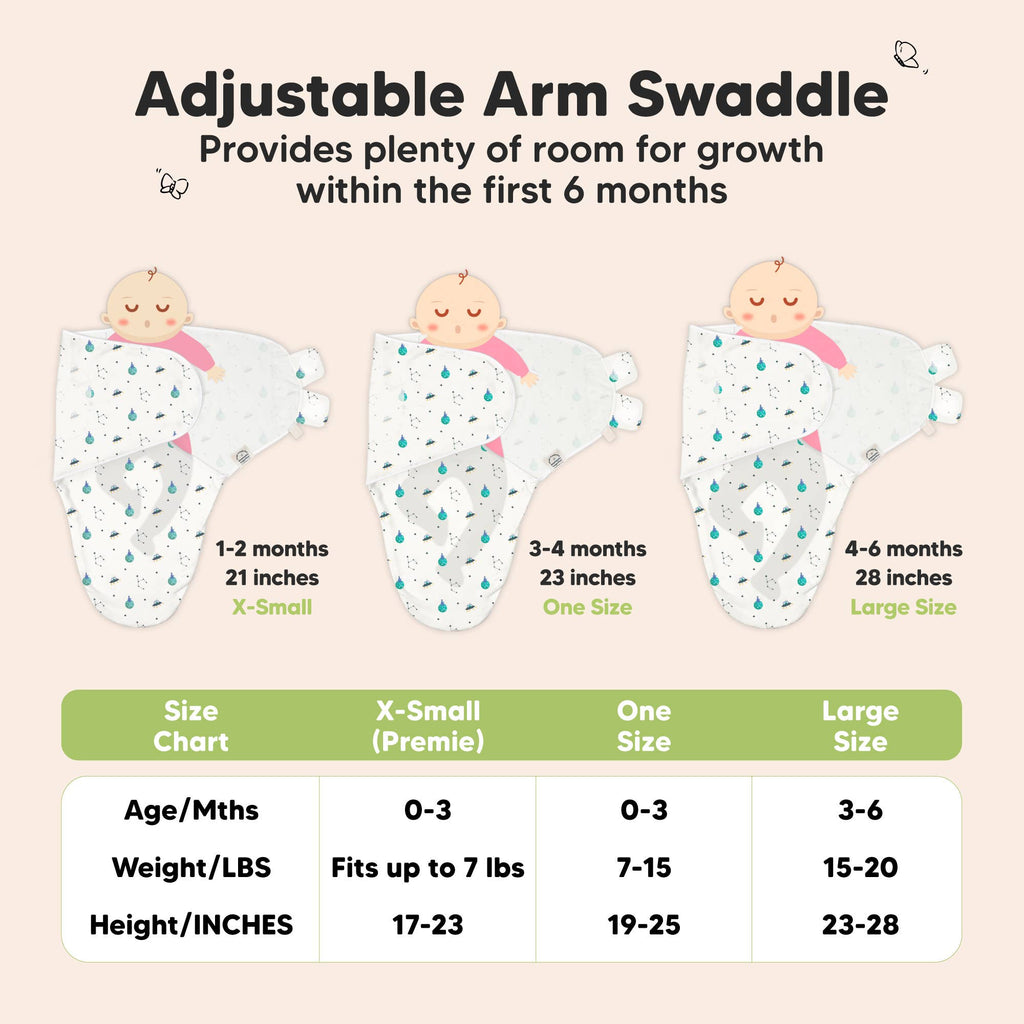 3pk Soothe Baby Swaddles 0-3 Months, Sleep Sack for Newborns