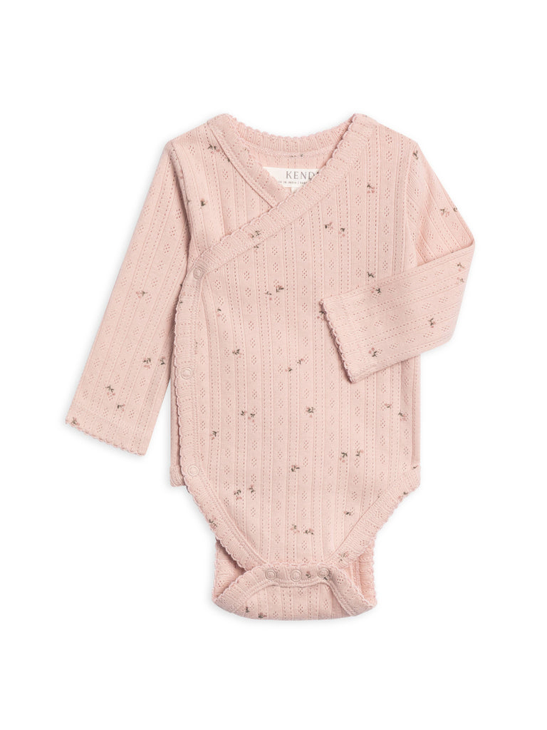 Hilda Brushed Back Pointelle Long Sleeve Kimono Bodysuit