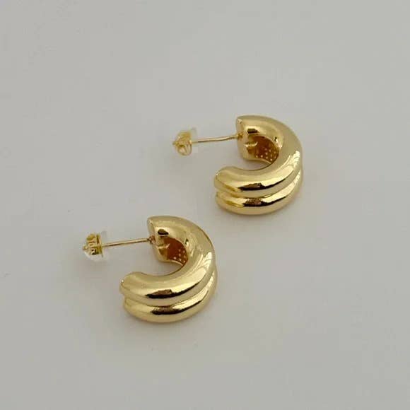Gold Chunky Crescent Earrings