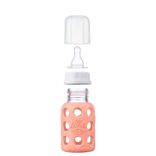 4oz Glass Baby Bottle - Stage 1 Nipple, Stopper, and Cap