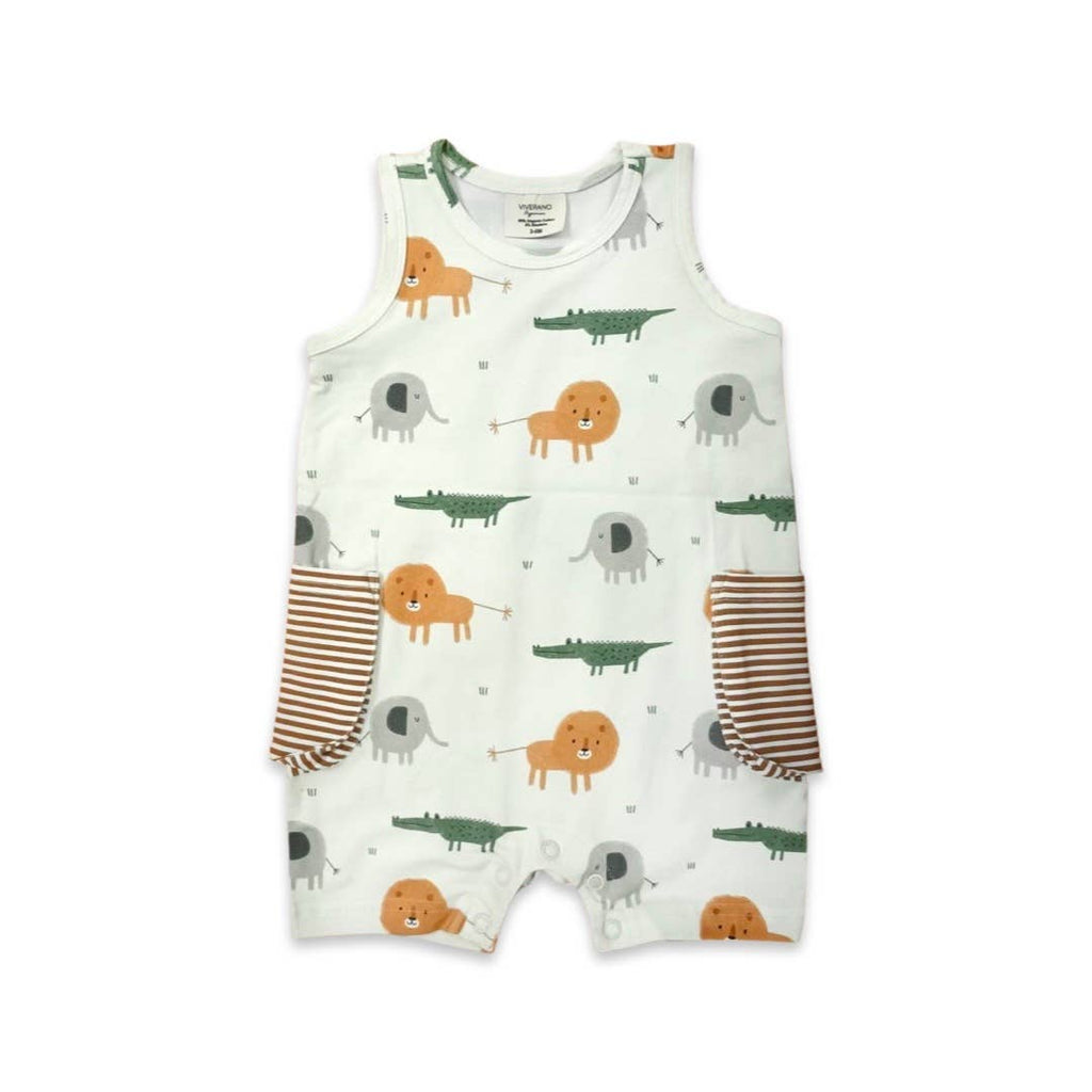 Savannah Pocket Shortie Baby Romper (Organic Jersey): 12-18M / Natural