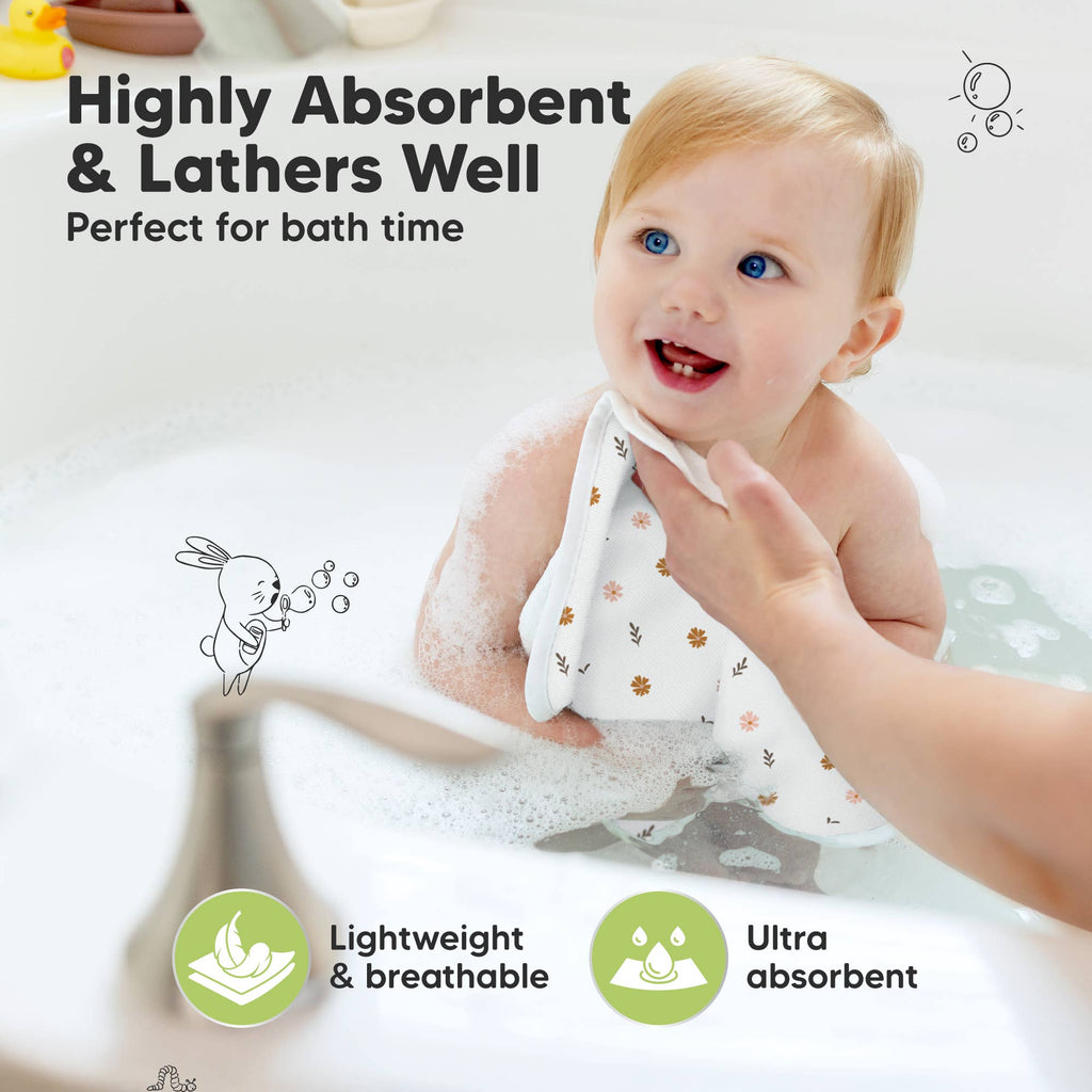 6-Pack Organic Cami Baby Washcloths for Face & Bath Towels