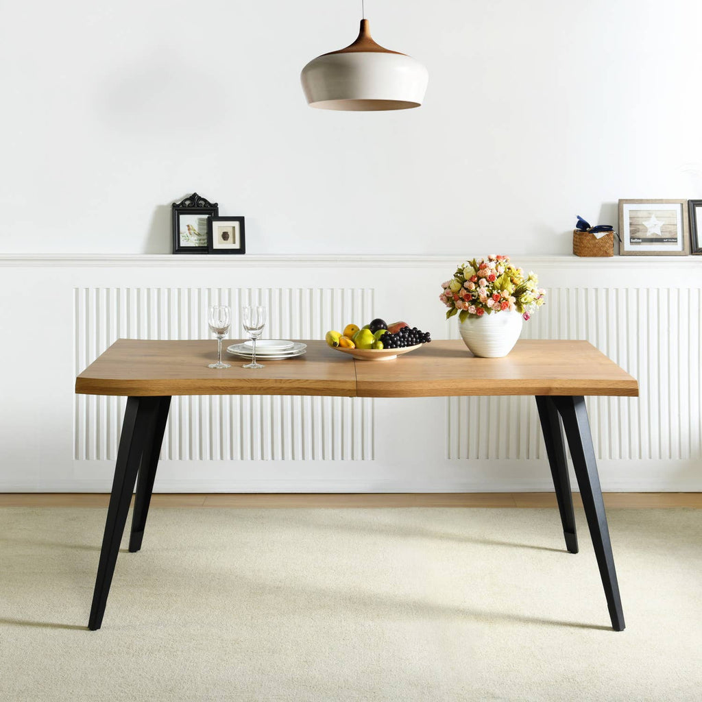 63in Natural Rustic Wood Live Edge Dining Table for 6 people: Rustic Oak