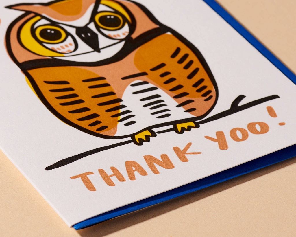 Thank Yoo Owl Letterpress Thank You Card