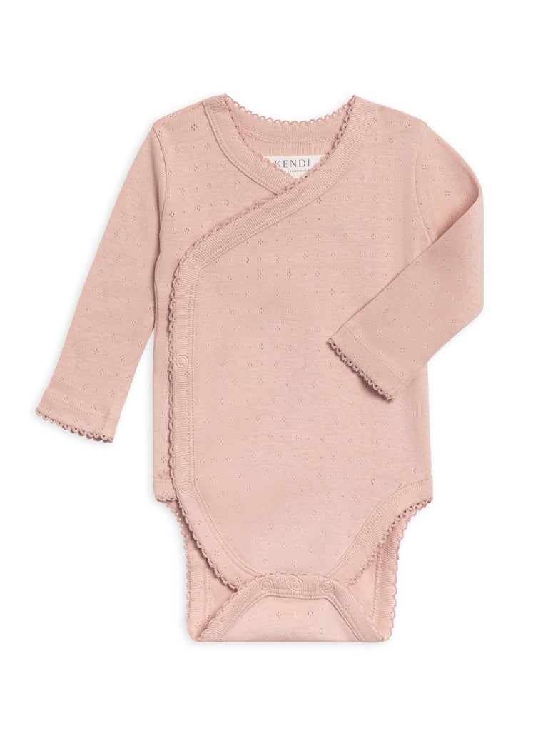 Rose Pointelle Kimono Organic Newborn Bodysuit | Ballet