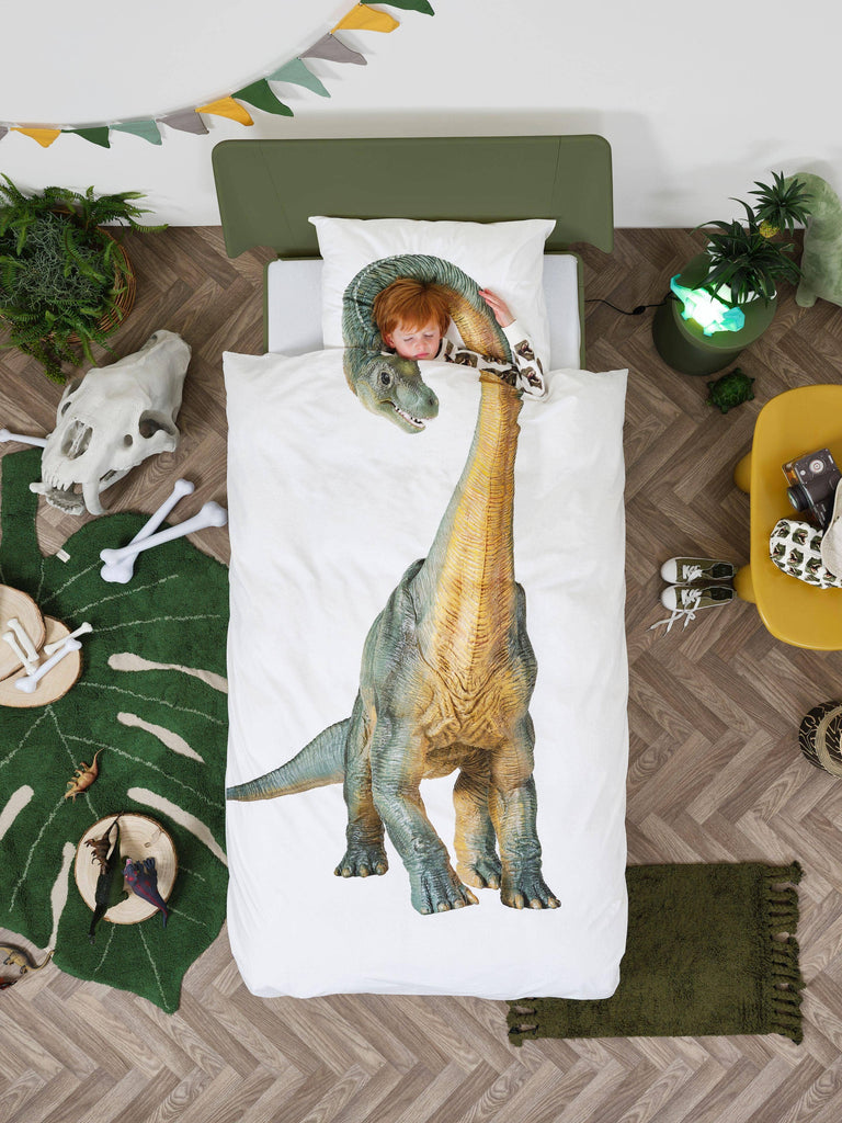 Dinosaur Bronto duvet cover set: Twin (68" x 86" + 1 standard Pillowcase)