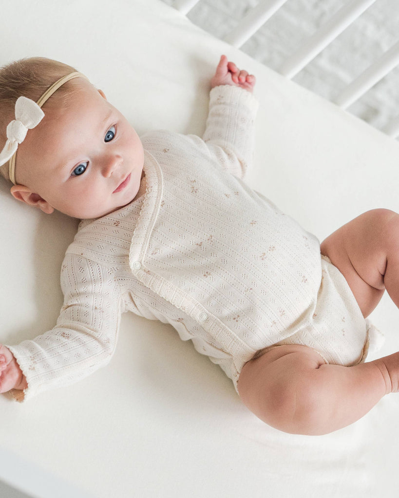 Hilda Brushed Back Pointelle Long Sleeve Kimono Bodysuit