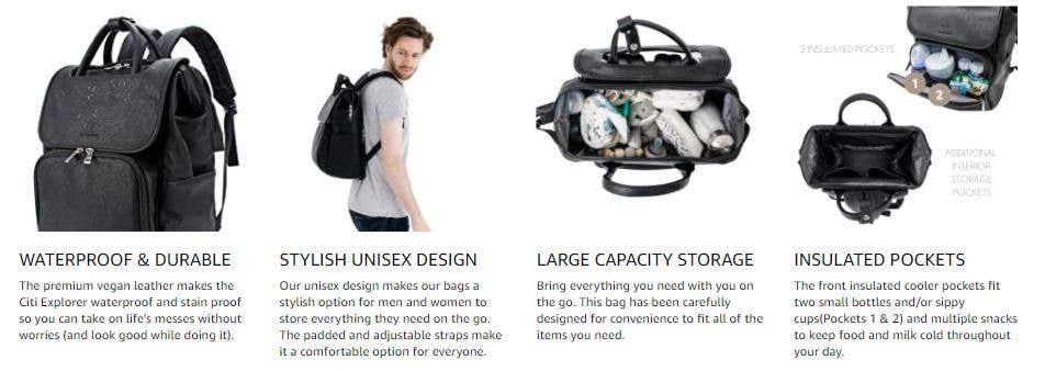 Citi Collective Citi Explorer Black Diaper Bag Backpack