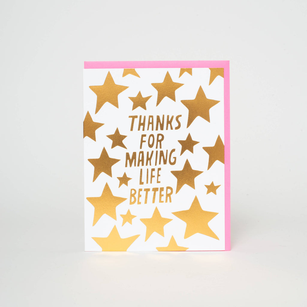 Making Life Better Stars Letterpress Greeting Card by Ashkahn
