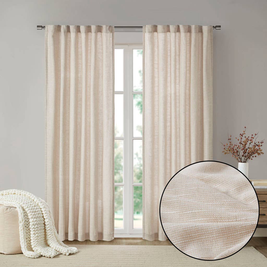 Linen with Fleece Lining Window Panel, Curtains, Natural