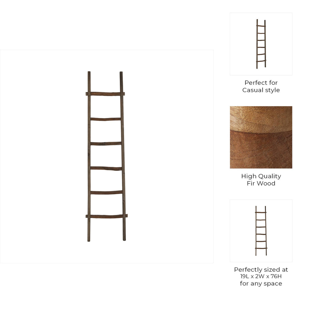 Wood Freestanding Decorative Blanket Ladder - Brown, 76 in.